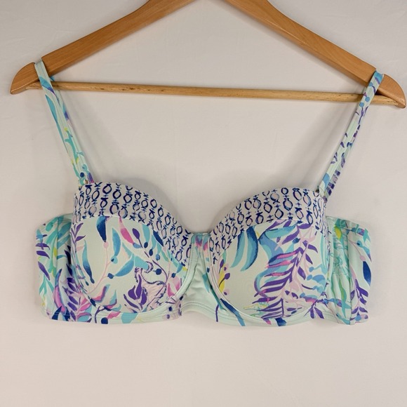 Lilly Pulitzer Other - Lilly Pulitzer Knot Bikini Top Only Multicolor Leaves Size 10 Pre-Own